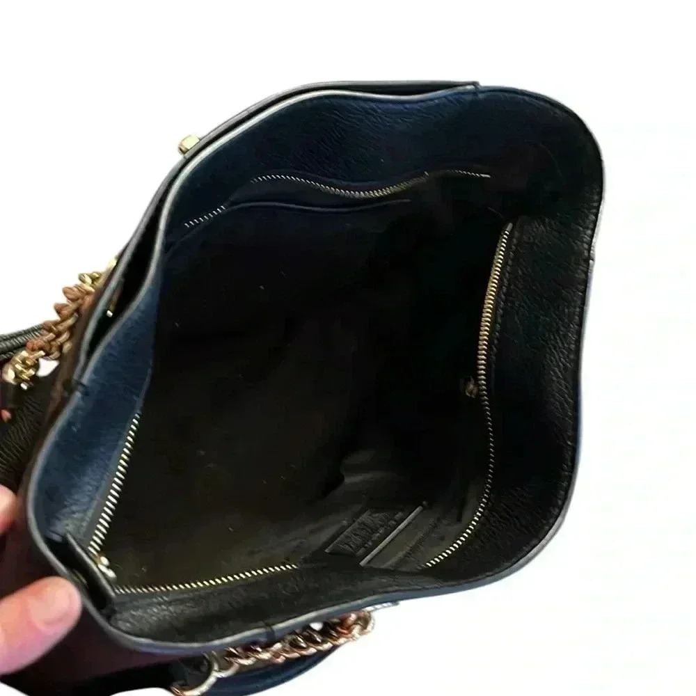 COACH 57107 Turnlock Chain Pebbled Leather Tote Shoulder Bag - Picture 3 of 7